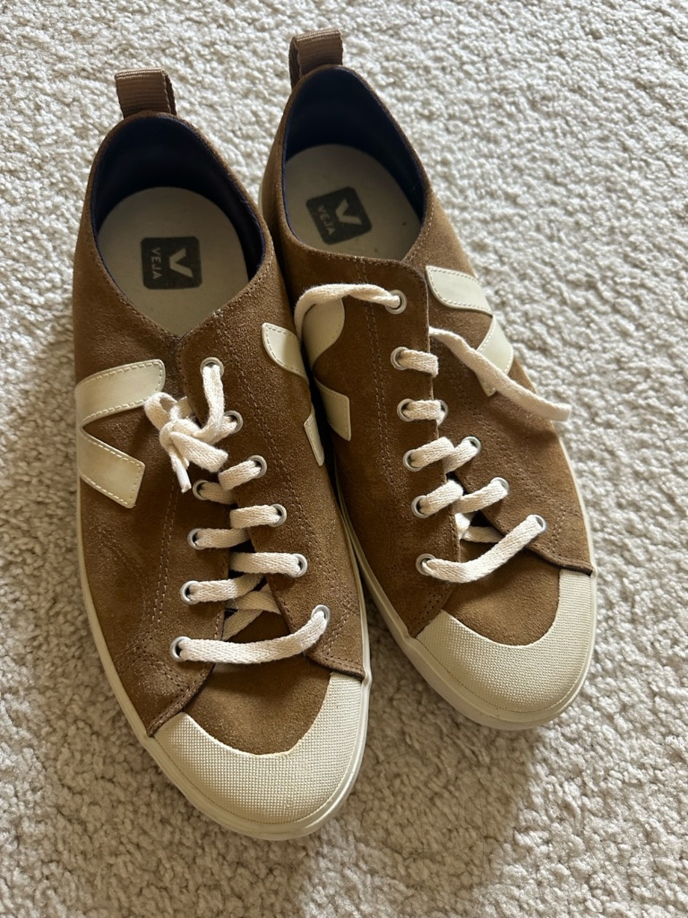 Veja Men's Tan Suede Sneakers with Cream Accents size EU45